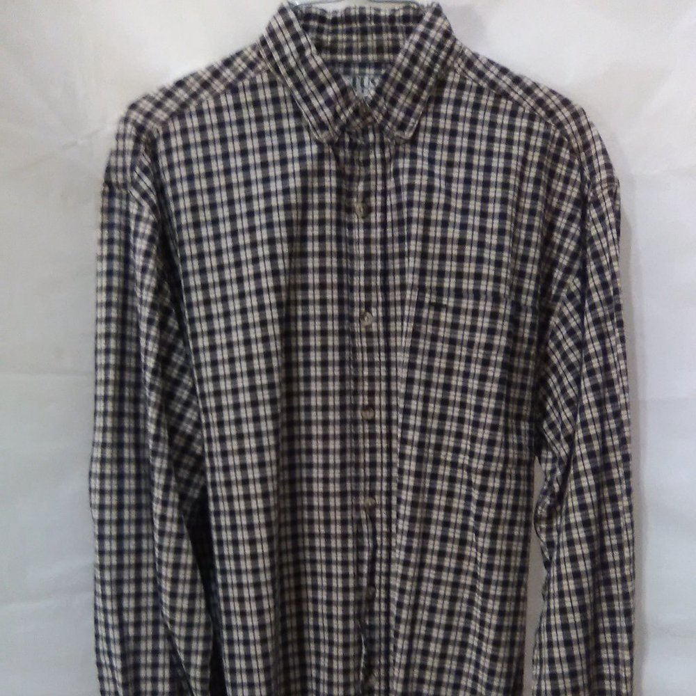 Cactus Men's Button Down Long Sleeve Shirt Color Black/White Plaid Size L